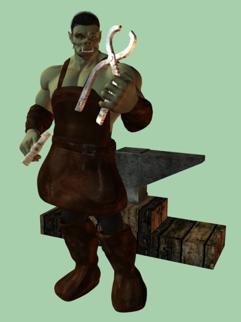 Wölfel Carver, half-orc blacksmith from Fairhaven