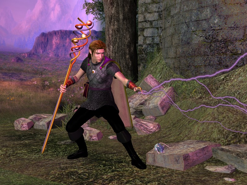 Tyan Broathfirst, Human Sorcerer, with rat familiar Glitch