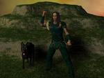 Beowulf, Human (Illuskan) Druid and his wolf companion Shadow