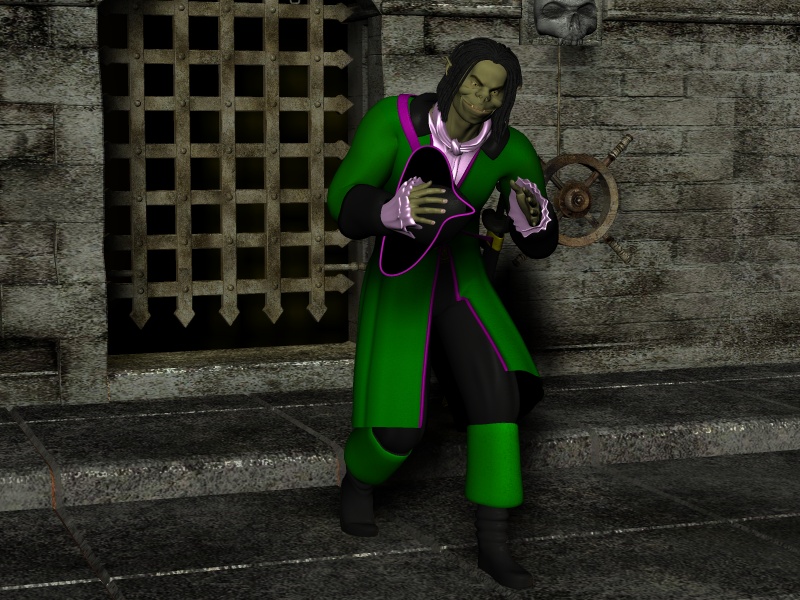 Dante D'mato, a Human Bard in an orcish state