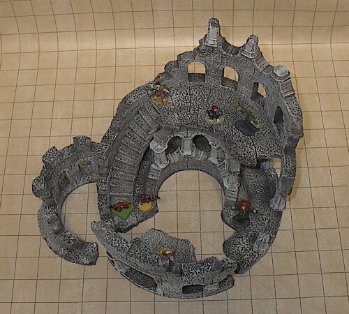 Ruins, top view, filled with our "Greyhawk" party.
